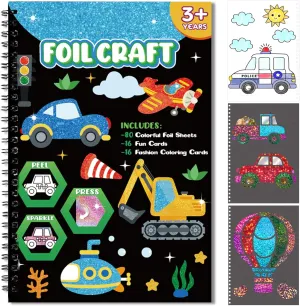 Art & Craft Activity,Foil Craft Traffic DIY Art Fun Kits,No Mess Creative Foil Art Kits Set Drawing Game for Kids,Birthday Gifts Crafts Supplies Travel Toys for Girls Boys Ages 4 5 6 7 8 9 Year Old