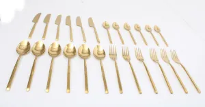 Artisan Dot Hammered Gold Cutlery Set of 24