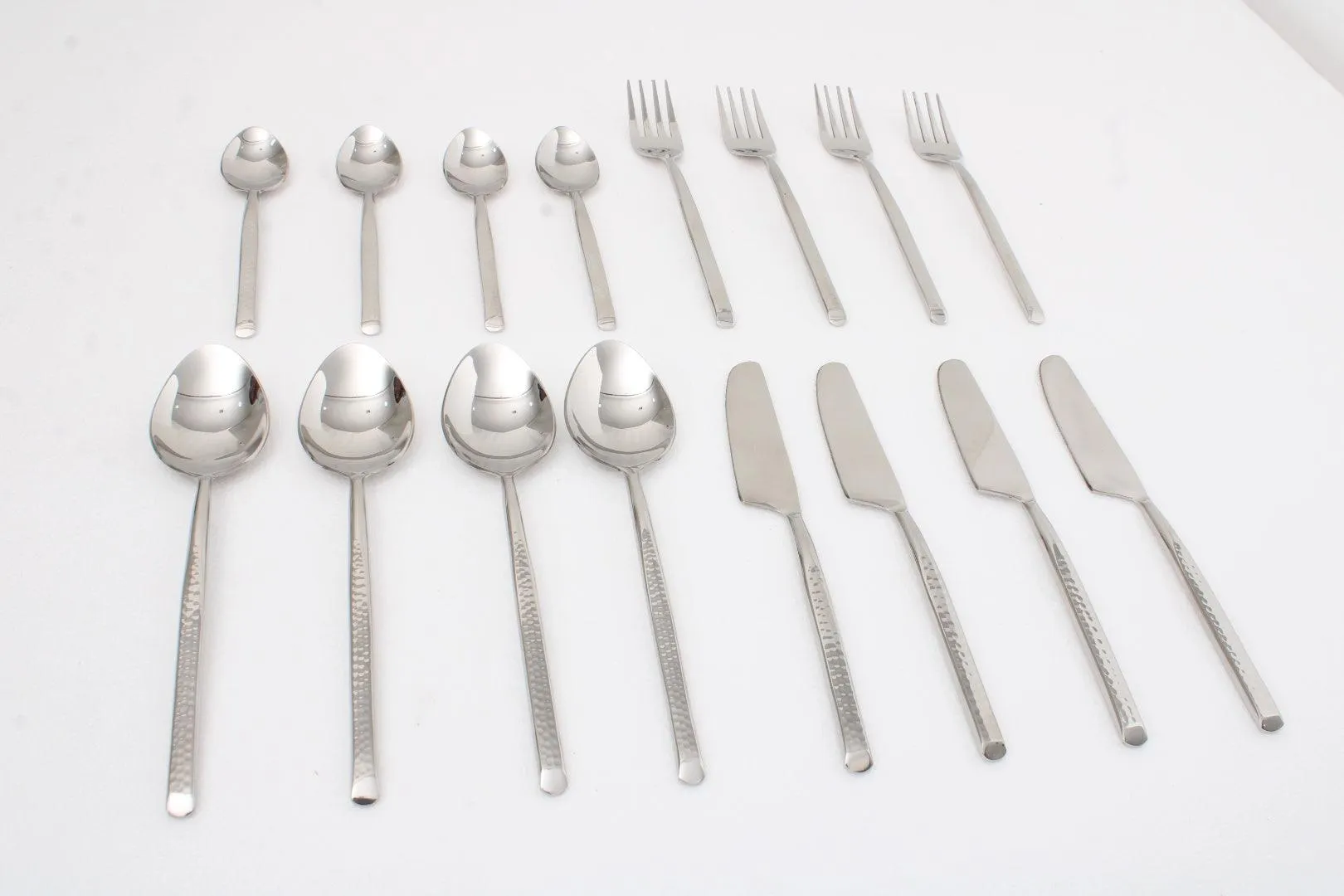 Artisan Dot Hammered Silver Cutlery Set of 16