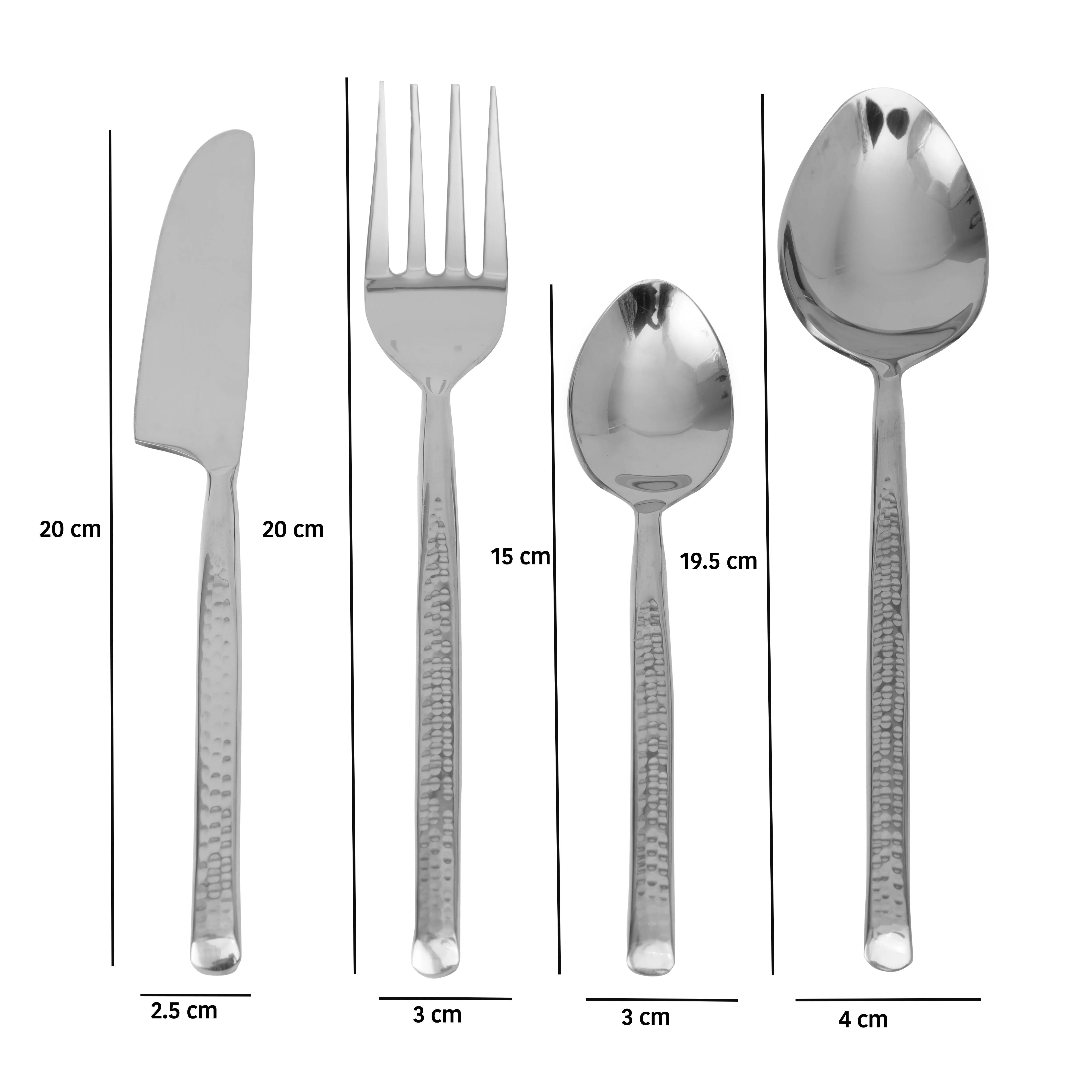 Artisan Dot Hammered Silver Cutlery Set of 16