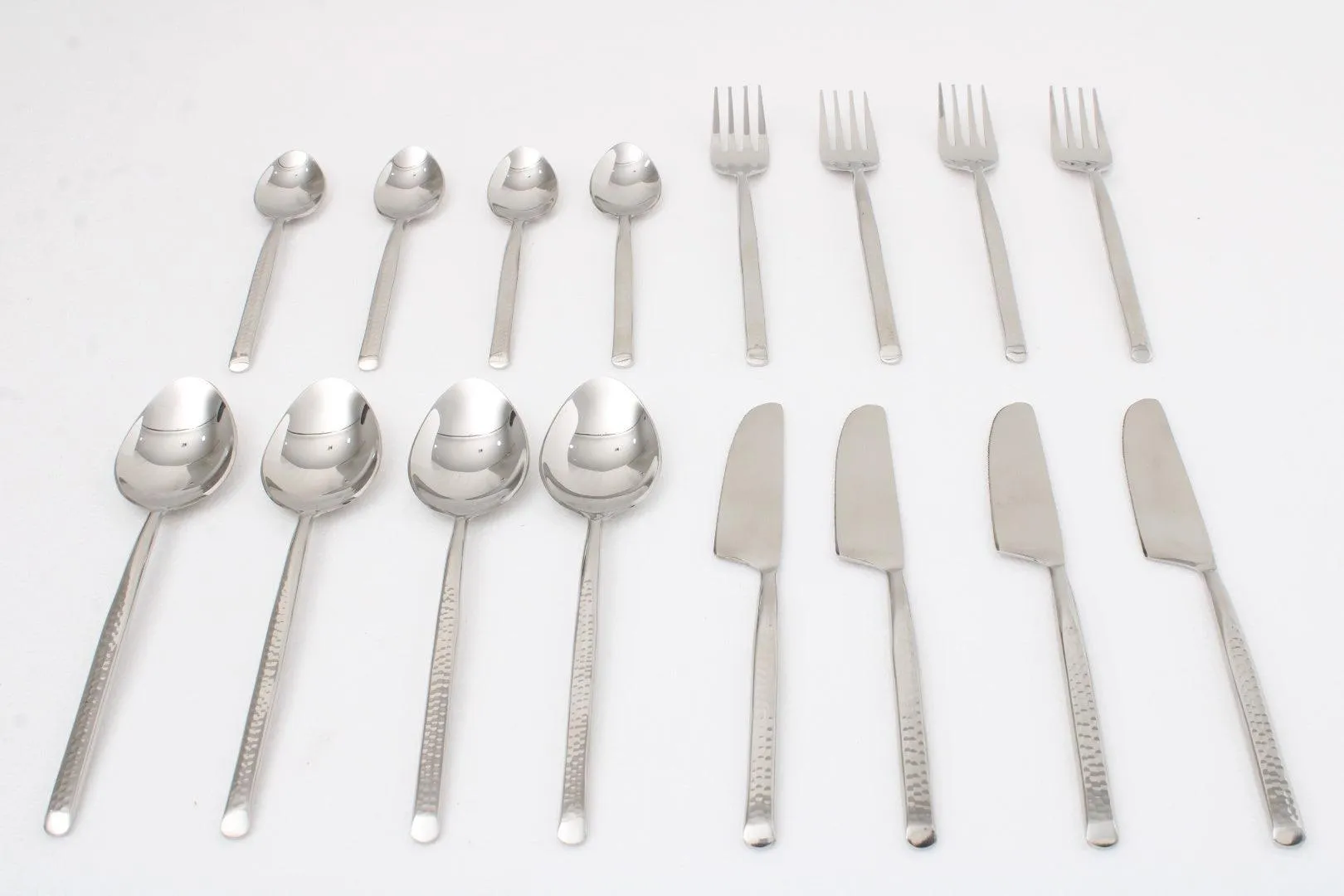 Artisan Dot Hammered Silver Cutlery Set of 16