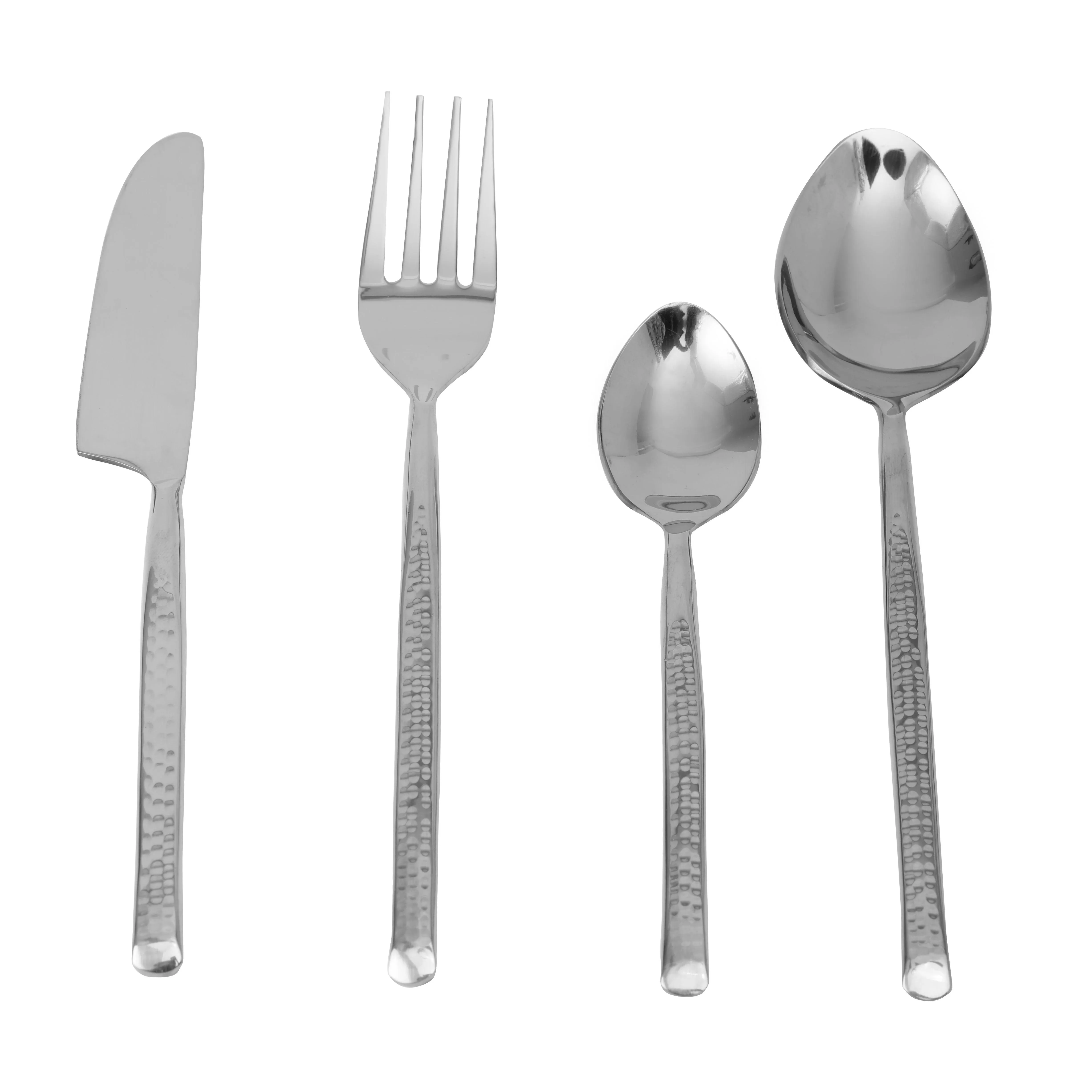 Artisan Dot Hammered Silver Cutlery Set of 16