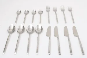 Artisan Dot Hammered Silver Cutlery Set of 16