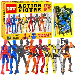 (Assembly Completed) 8PCS T13 Set Already Assembled, 3D Printed 13 Robot Titan Action Figure, Orange White Yellow Blue Red (8 Colors)