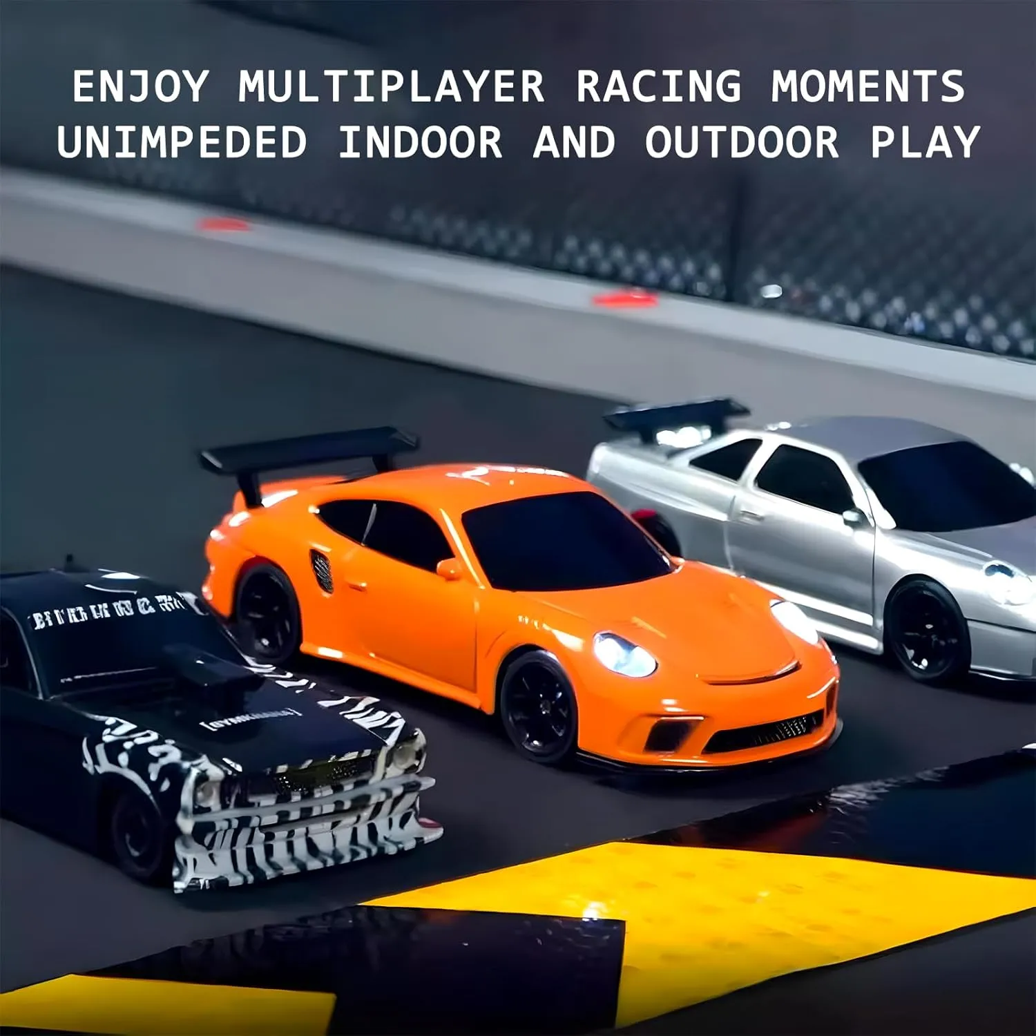Atlodas 1/43 RC Drift Race Car With Gyro and Lights - 4WD Mini Radio Control High Speed Model Remote Control Drift Racing for Adults (Zebra Print)