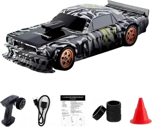 Atlodas 1/43 RC Drift Race Car With Gyro and Lights - 4WD Mini Radio Control High Speed Model Remote Control Drift Racing for Adults (Zebra Print)