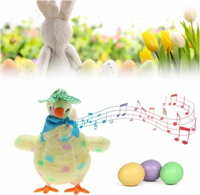 Atlodas Easter Plush Toys Lay Eggs Musical Chicken, 2025 New Easter Chicken Animal Toy Doll, Laying Egg Chicken Electric Plush Crazy Dancing Toy with Sound Music (Yellow)