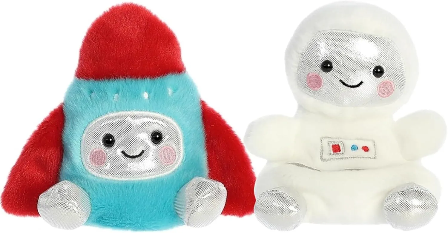 Aurora Adorable Palm Pals Set of Two - Cosmo Astronaut and Mars Rocket Ship - Pocket Sized Fun!