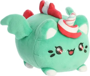 Aurora® Festive Tasty Peach® Peppermint Pegasus Meowchi Stuffed Animal - Bright & Colorful Design - Showpiece Plush - Green 7 Inches, Small, 44504