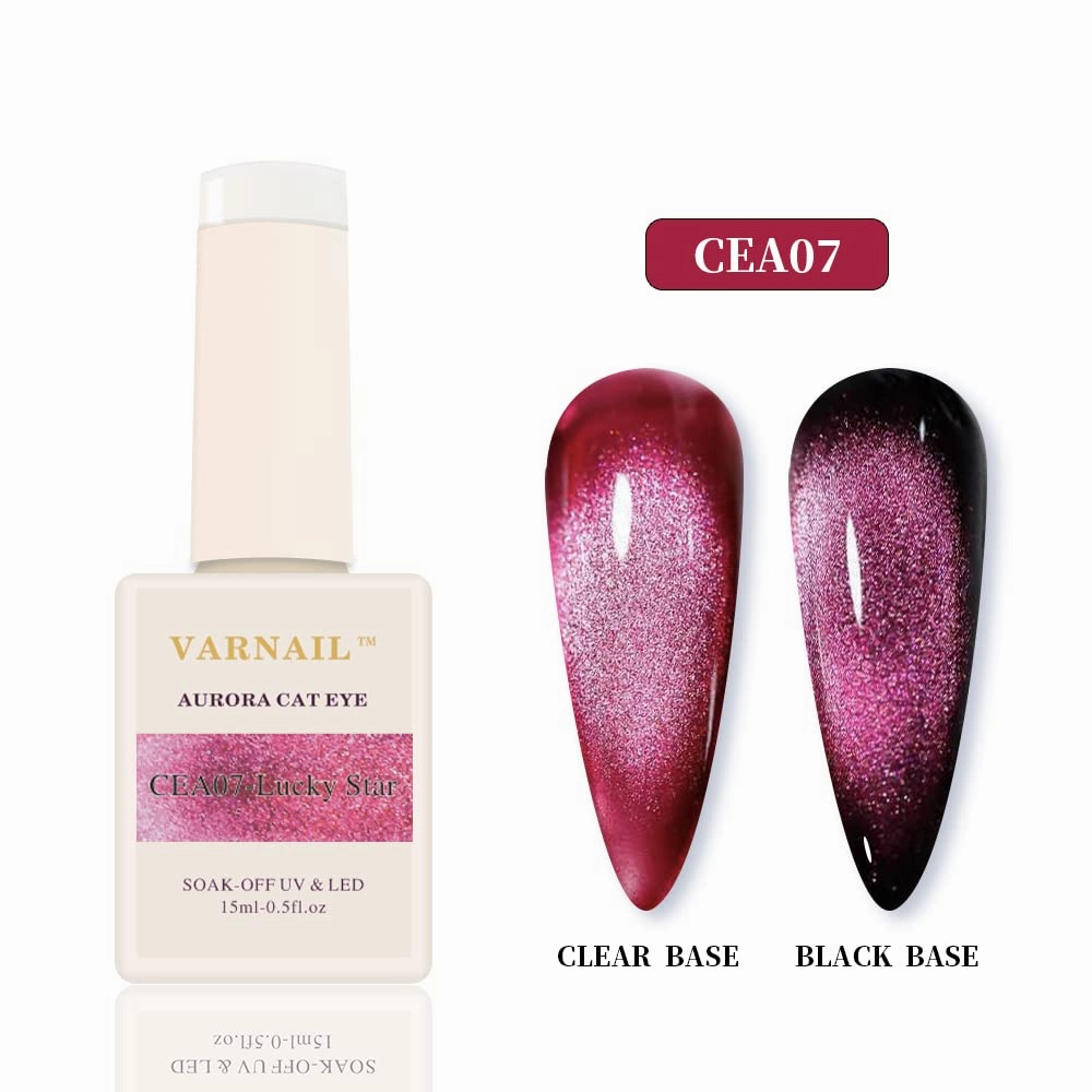 Aurora Cat Eye Gel Polish Set 6 Colors, 15ML Glitter 9D Clear Base Cat Eye Gel Polish with Magnet, Salon Quality Magnetic Soak off UV Gel Nail Polish Set