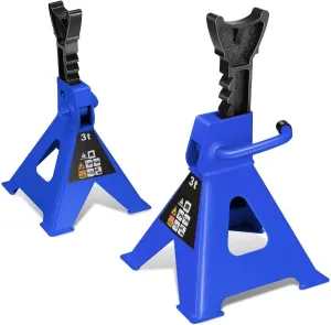 Auto Dynasty 2 pcs Jack Stands Garage Steel Lifting Car Stand Service Lift Floor Jack Stand, 3 Ton (6000 lbs), Lifting Range 10.6" to 15.5", for SUV, Car and Truck, Blue