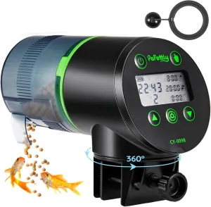 Automatic Fish Feeder for Aquarium, Auto Fish Food Dispenser with Timer and Feeding Ring, Moisture-Proof, Smart Fish Tank Vacation Feeder with 2 AAA Batteries