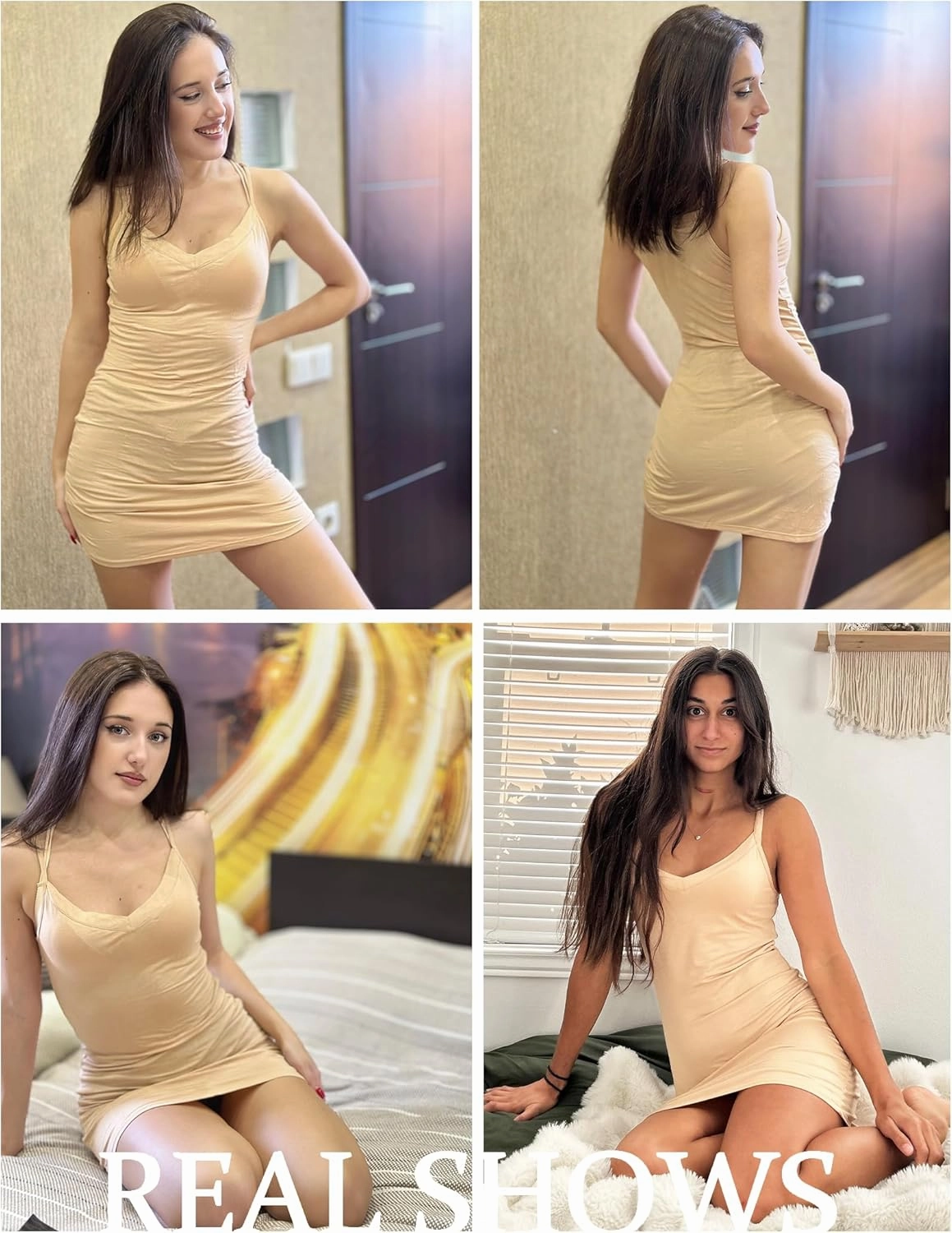 Avidlove Women's Full Slip Under Dress Adjustable Spaghetti Strap Camisole Mini Dress Knee Length Slips Nightwear