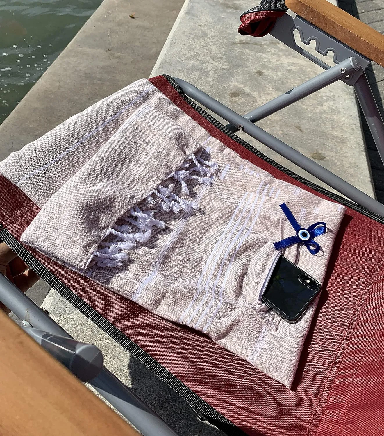 Aysesa-Sandproof Turkish Cotton Beach Towel Oversized w/Hidden-Pocket 75" Sand Free Blanket Extra Large Packable Travel Bath Towel Gift Men Women Made-in-Turkey