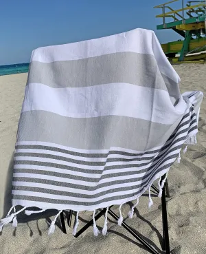Aysesa-Sandproof Turkish Cotton Beach Towel Oversized w/Hidden-Pocket 75" Sand Free Blanket Extra Large Packable Travel Bath Towel Gift Men Women Made-in-Turkey