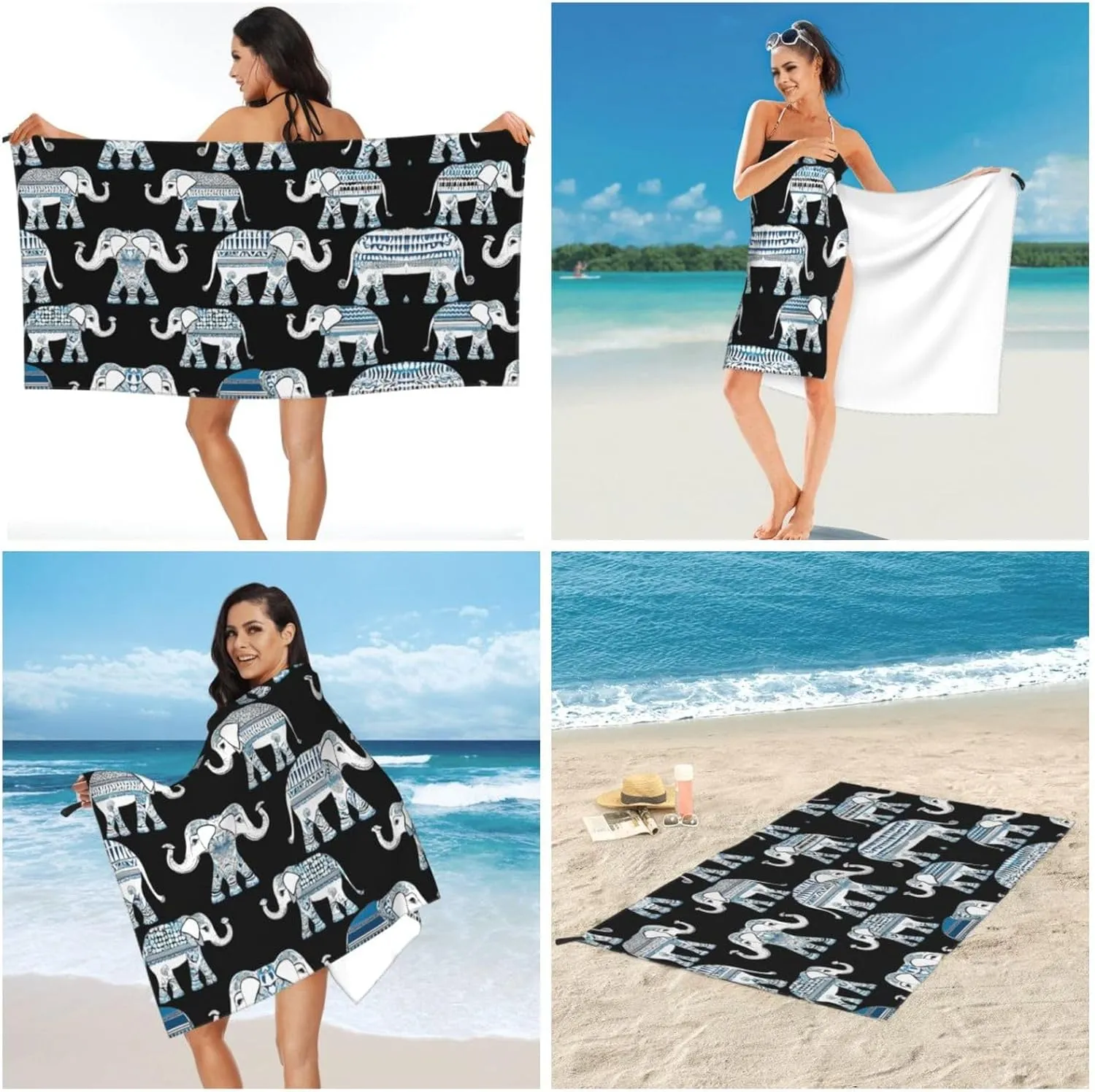 Aztec Elephant Premium Compact Microfiber Travel Towel-Featherlight & Quick Dry,Sand-Resistant Beach Towel for Swimming,Camping,Vacation Essentials with Carry Pouch