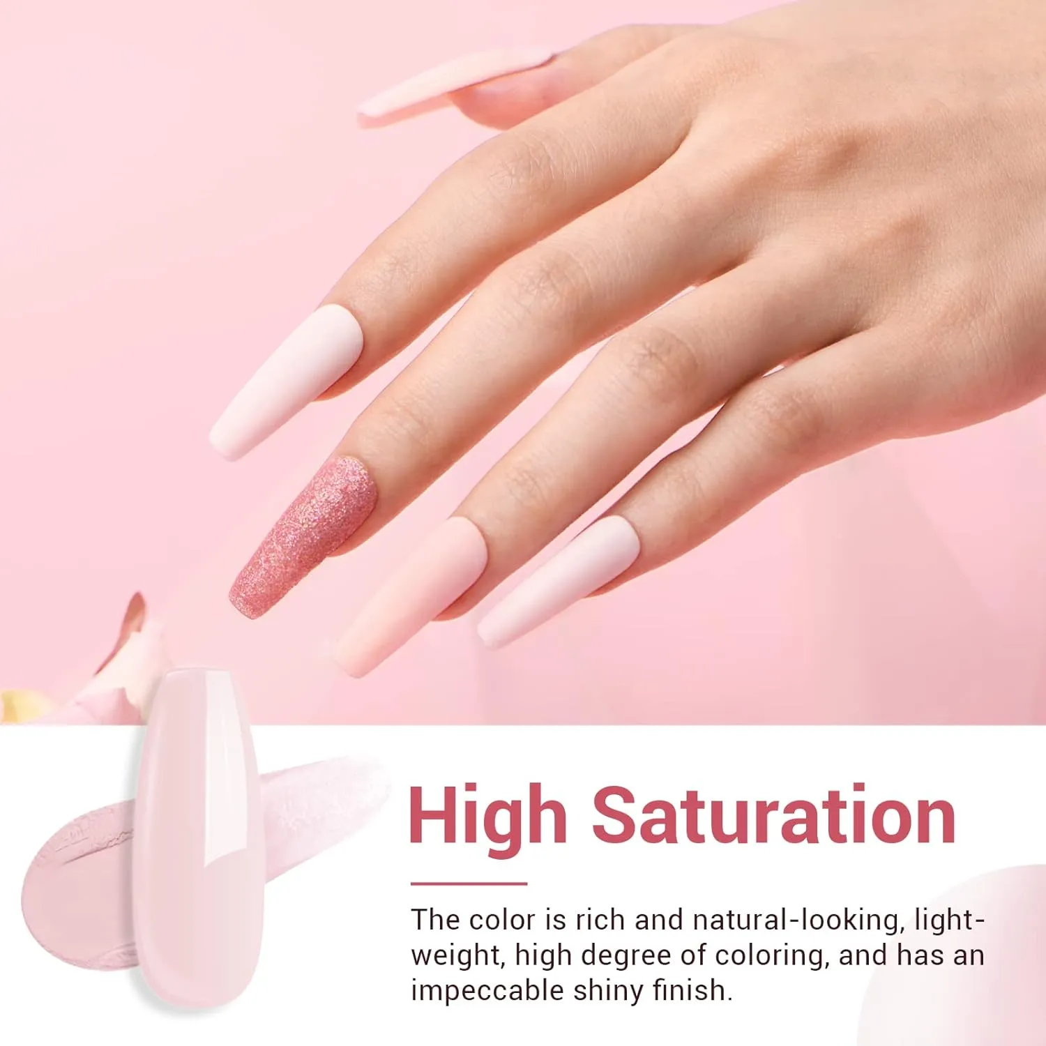 AZUREBEAUTY 4 Colors Dip Powder Nail Kit Starter, Transparent Nude Neutral Pink Glitter, Dipping Powder Set All Seasons, French Nail Art Base Top Coat Activator Liquid Manicure DIY Salon 12 PCS
