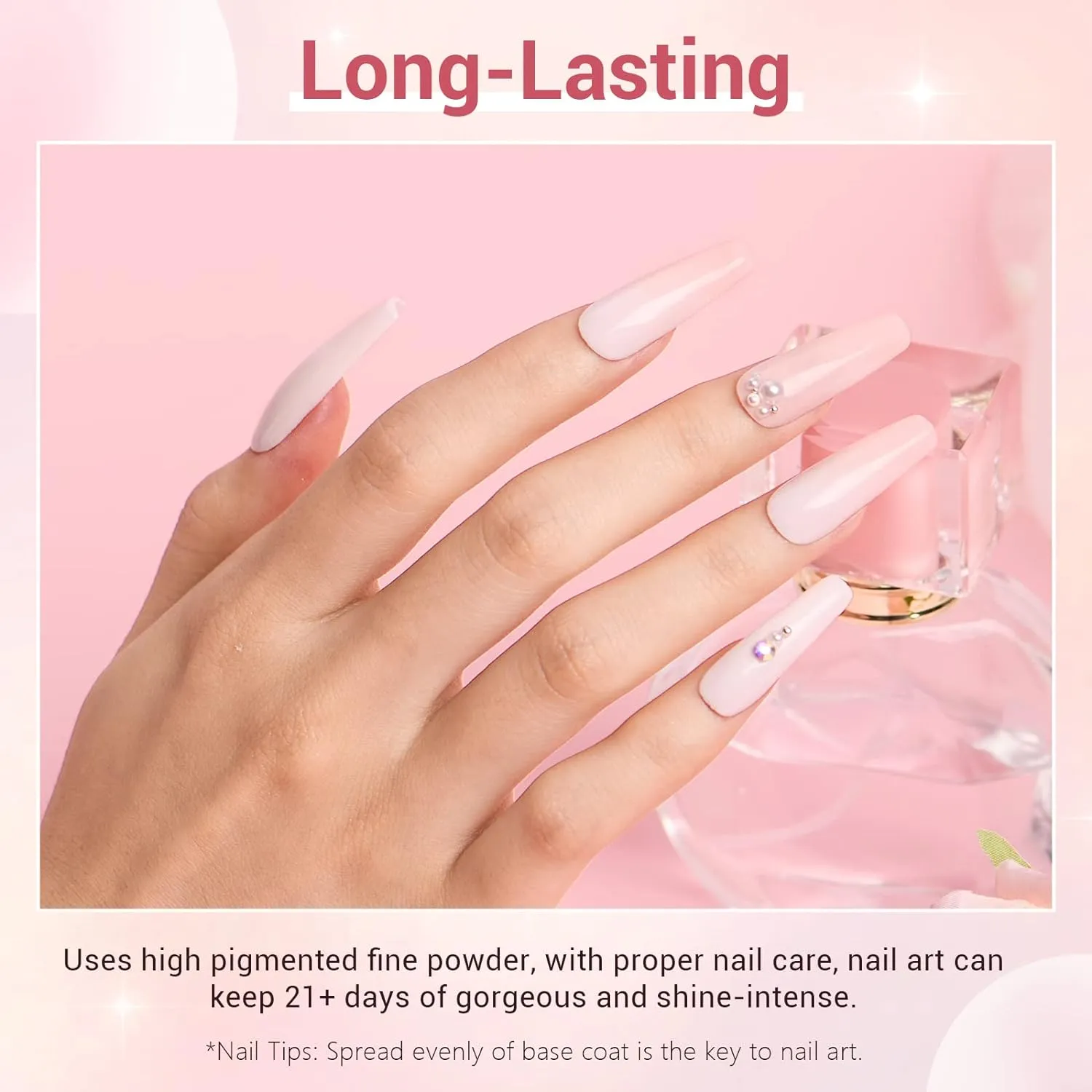 AZUREBEAUTY 4 Colors Dip Powder Nail Kit Starter, Transparent Nude Neutral Pink Glitter, Dipping Powder Set All Seasons, French Nail Art Base Top Coat Activator Liquid Manicure DIY Salon 12 PCS