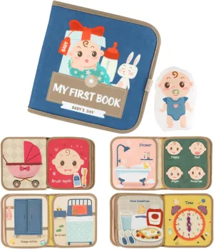 Baby Books, Soft Cloth Books for Baby Boys Girls, Activity Quiet Cloth Books Developmental Toys, Interactive Baby Books for Toddlers Infants Kids Gifts, Sensory Busy Books with Clock Expression ect.