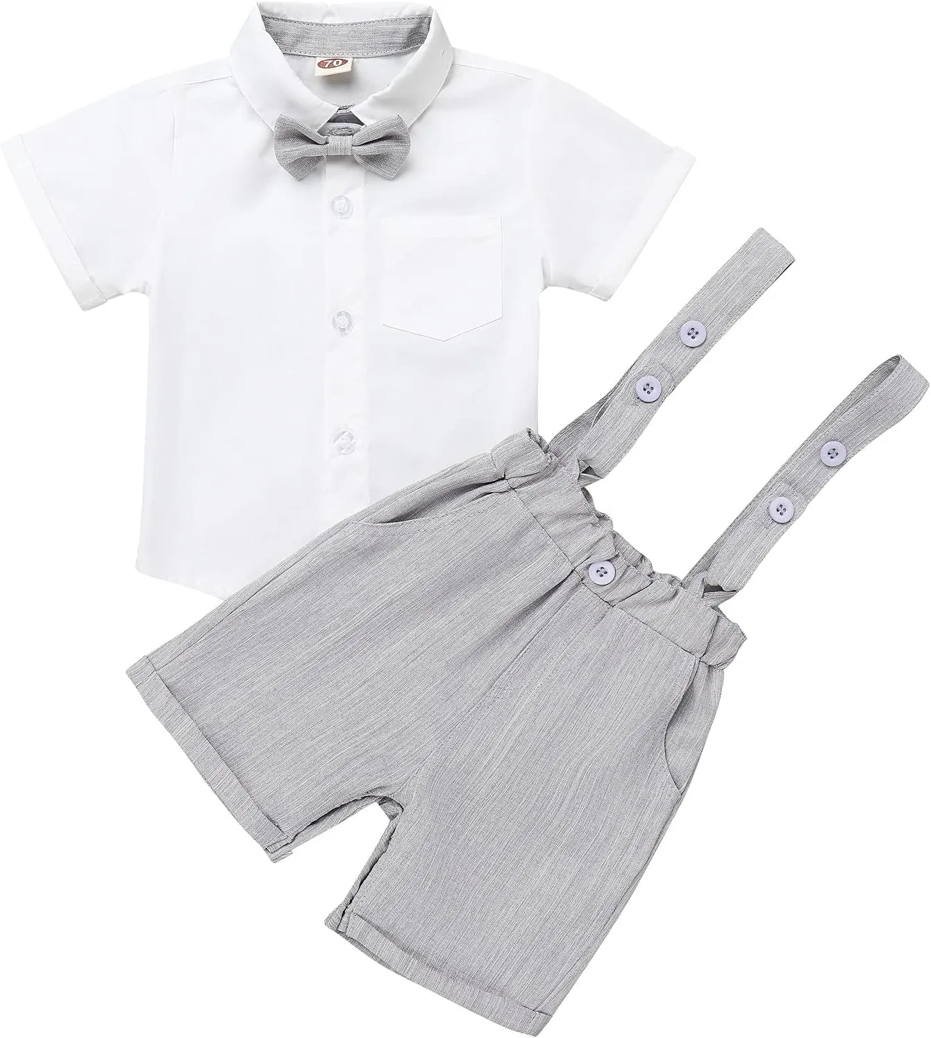 Baby Boy Baptism Christening Outfit Bowtie Dress Shirt Suspenders Shorts Summer Wedding Party Formal Ring Bearer Suits