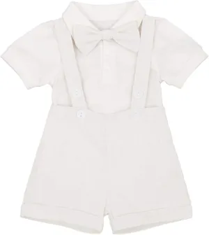 Baby Boy Baptism Christening Outfit Bowtie Dress Shirt Suspenders Shorts Summer Wedding Party Formal Ring Bearer Suits