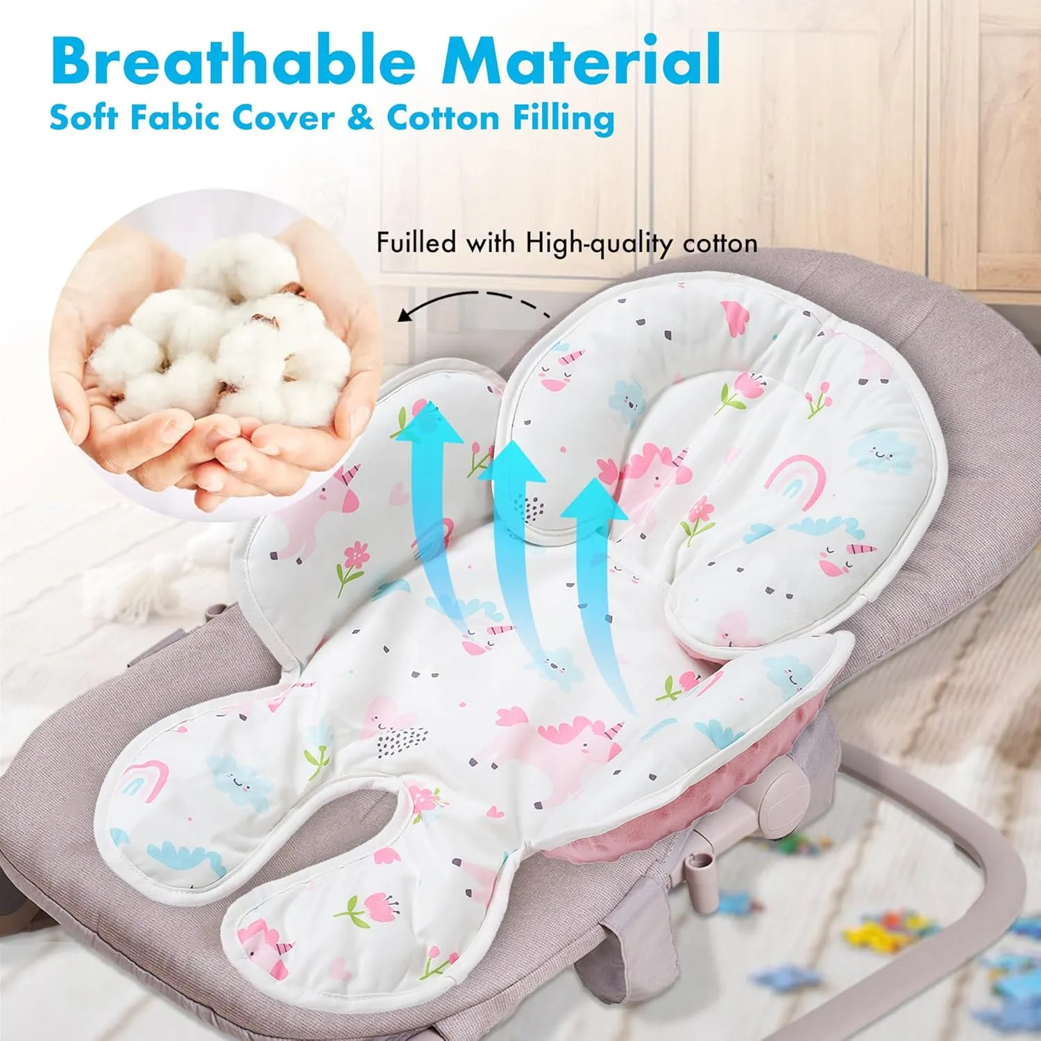 Baby Car seat Head Support, 2-in-1 Infant Car Seat Insert for Newborn Girls Boys Extra Soft Baby Support Pillow Cushion for Carseats, Strollers, Swings and Bouncers