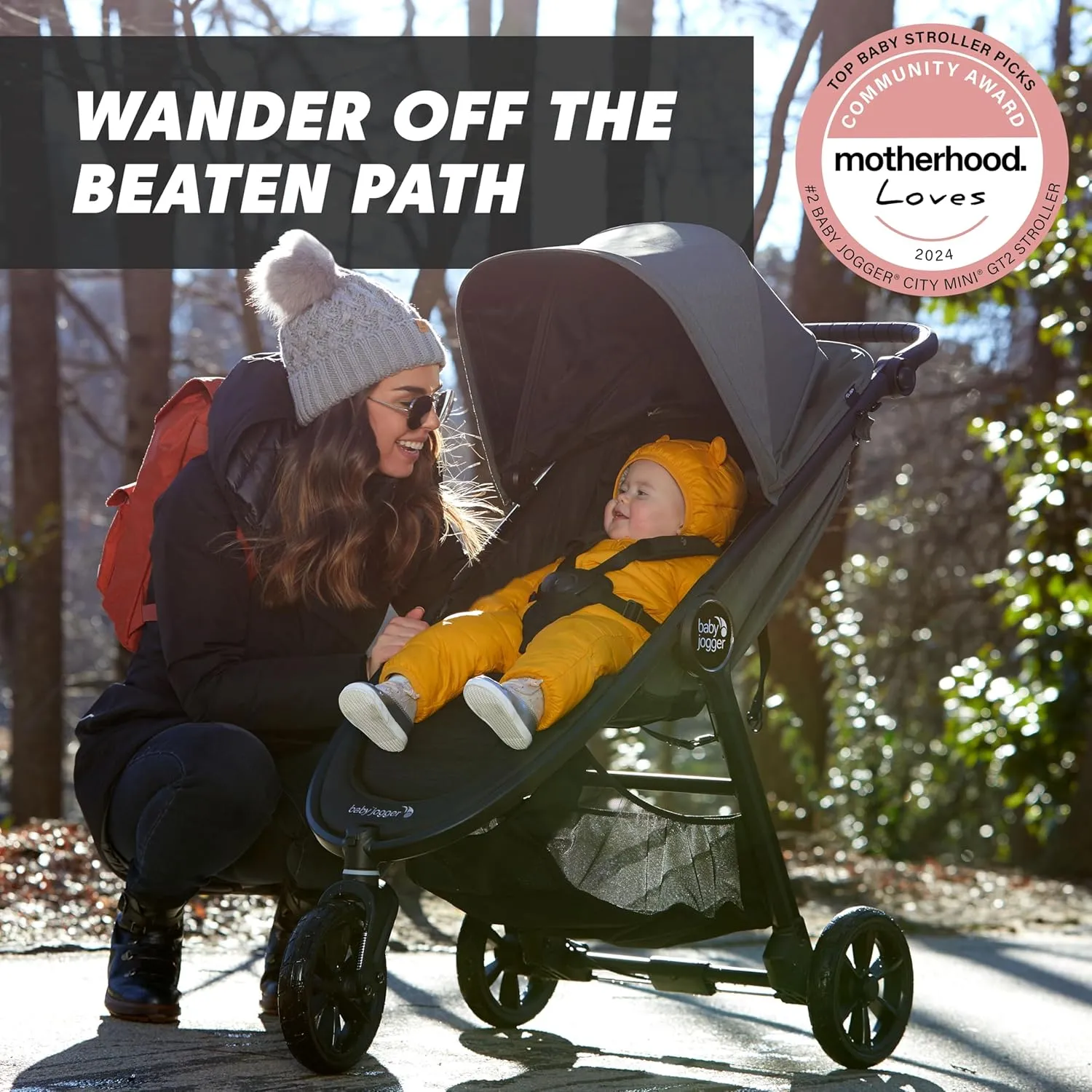 Baby Jogger City Mini GT2 All-Terrain Stroller Black Complete with Adjustable Handlebar Hand-Operated Parking Brake and car seat Adapter