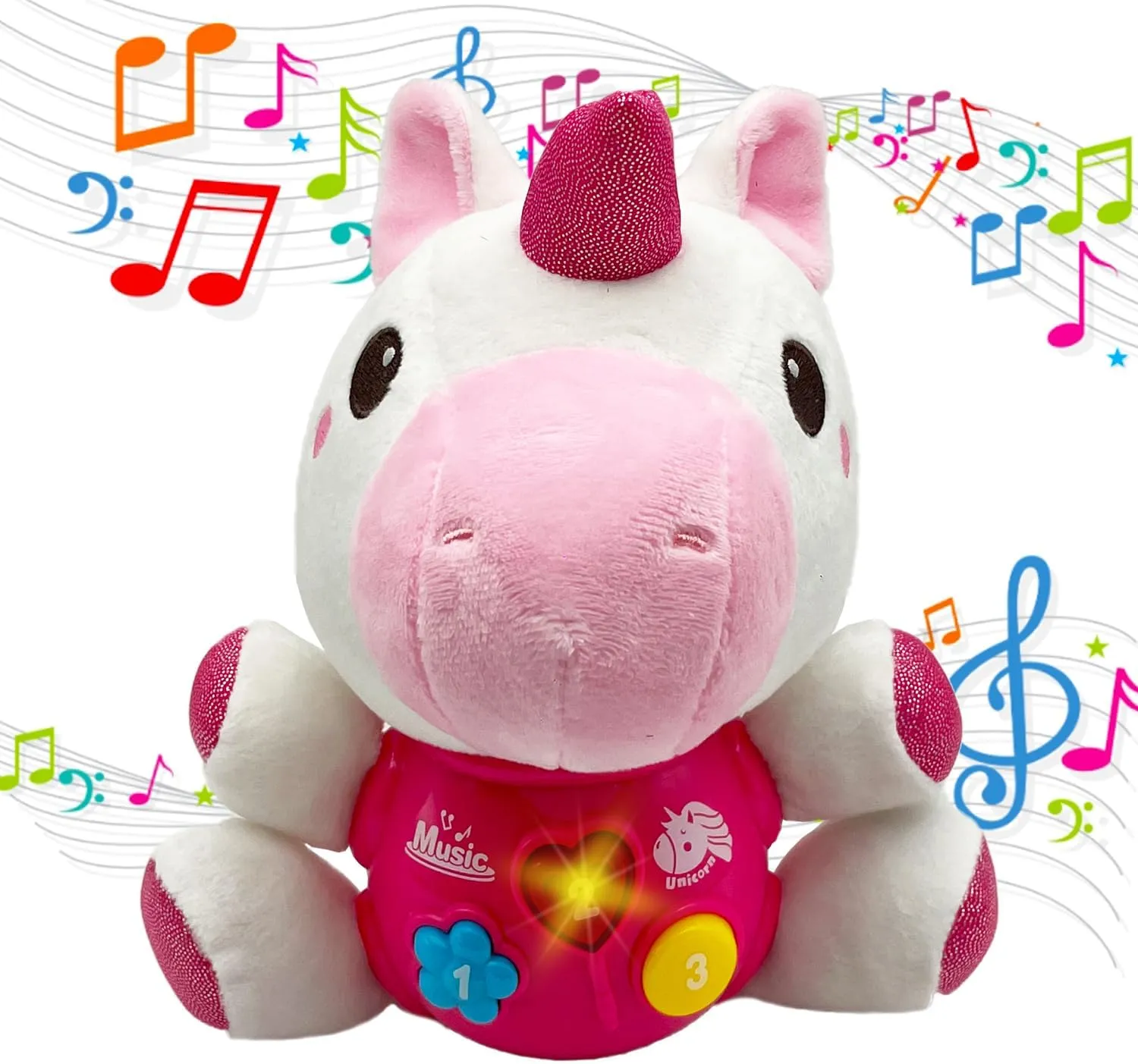 Baby Unicorn Musical Toys, Infant Light Music Set, Christmas Birthday Gifts 6 12 18 Month, Stocking Stuffer Shower Basket 1 2 Year Toddler Boy (Unicorn)