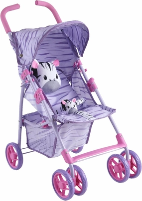 Baby Doll Stroller for Toddlers 1-3, Pillow Animal Toy Baby Stoller for Dolls, Pink & Purple Folding Baby Toy Stroller for Dolls, Foldable Stroller for Girls, for Kids (Zebra)