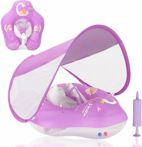 Baby Float with Canopy,Infant Pool Float with Safety Seat,Baby Swimming Float & Swim Float & Water Float UPF50  UV Protection for Toddler from 3 to 36 Months (S:3-12 Month/L:6-36 Month)