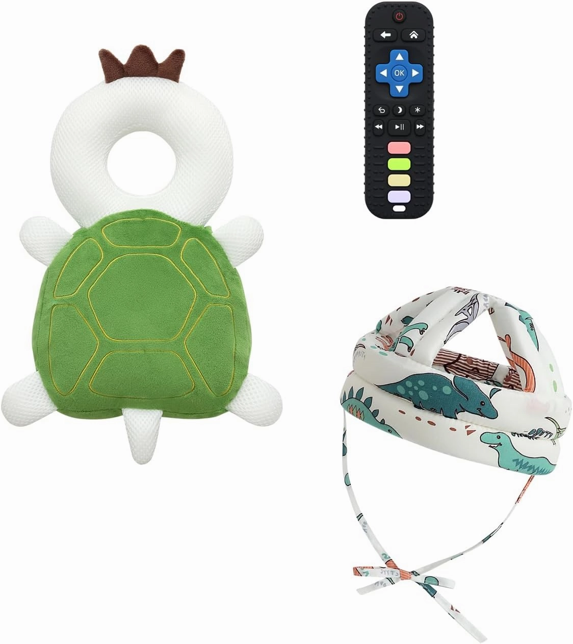 Baby Head Protector Backpack Head Protection Pillow, Baby Helmet for Crawling Walking and Baby Teething Toys 3Pcs Set