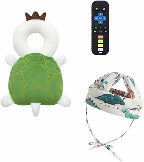 Baby Head Protector Backpack Head Protection Pillow, Baby Helmet for Crawling Walking and Baby Teething Toys 3Pcs Set
