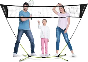 Badminton Net Rackets Shuttlecocks Combo Set - Portable & Instant Setup (Backyard Fun, Beach Park Picnic Outdoor Games), Green, 5.1 x 7.8Ft (EOB727402021)