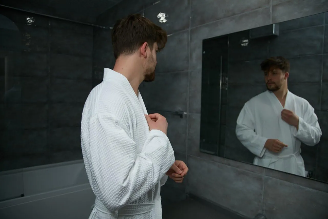 BAGNO MILANO Mens Robes, Waffle Robes For Men, Turkish Cotton Mens Bathrobes