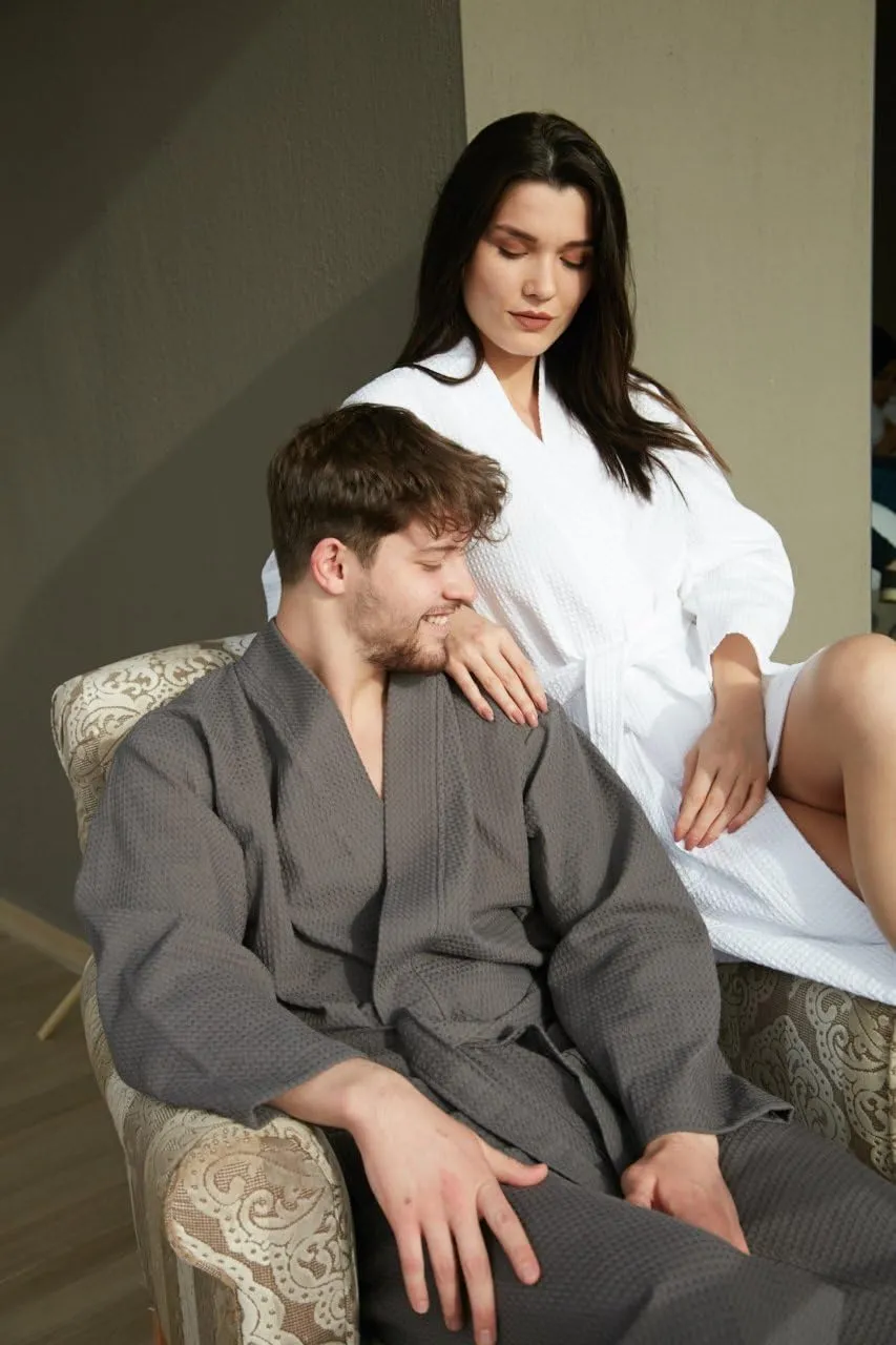 BAGNO MILANO Mens Robes, Waffle Robes For Men, Turkish Cotton Mens Bathrobes