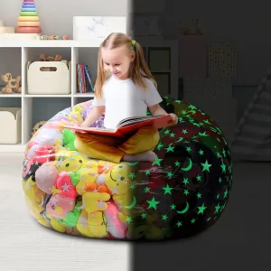 BALAPET Glow in the Dark Bean Bag Cover for Stuffed Animals, Waterproof Clear Stuffed Animal Bean Bag Storage Chair Cover for Children Storage & Organizing Plush Toys, Not Include Toys