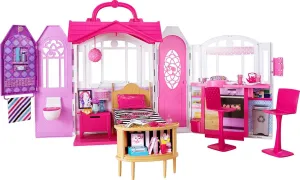 Barbie Doll House, Glam Getaway Portable House Playset with Carry Handle & 20  Accessories Including Furniture & Décor