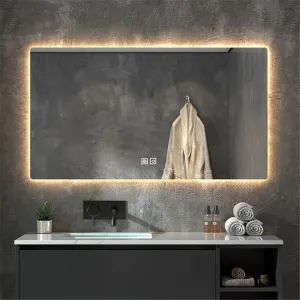 Bathroom Mirror, Anti-Fog and Explosion-Proof Decorative Mirror with Touch Switch Smart Makeup Mirror(Warm Light,750MM*1000MM)