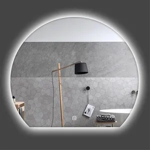 Bathroom Mirror, Smart Mirror, Stepless Dimming Anti-Fog Makeup Mirror, Frameless Shatterproof Dome Mirror(White Light,630 * 700mm)