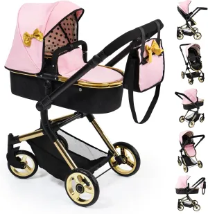 Bayer Design Dolls: Pram Neo Vario - Pink, Black, Gold - Accessory for Dolls Up to 20", Shoulder Bag, Converts to Stroller, Kids Toy, Ages 3 