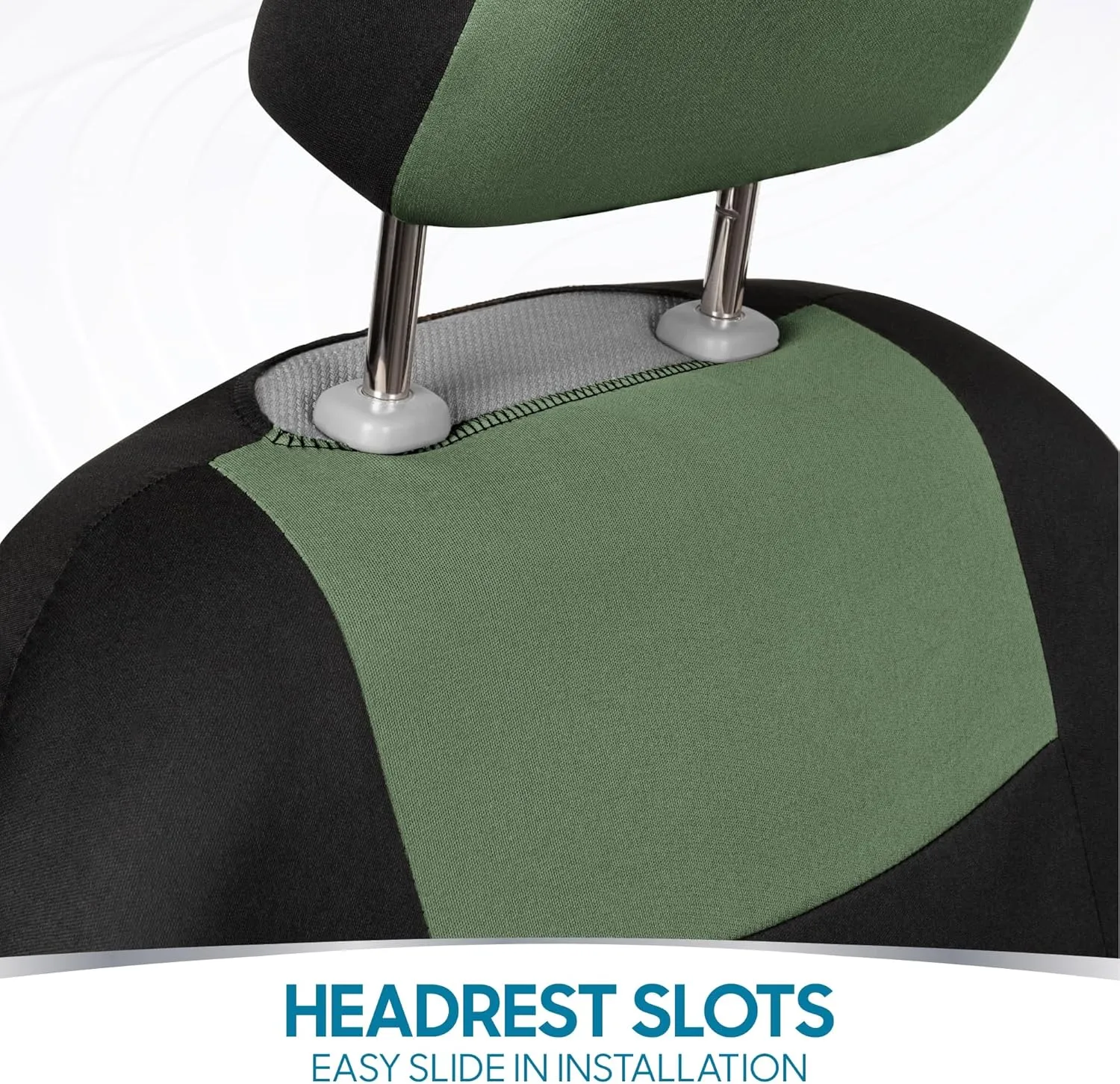 BDK PolyPro Car Seat Covers Full Set in Green on Black, Front and Rear Split Bench Seat Covers for Cars, Easy to Install Car Seats Cover Set and Accessories for Auto Trucks Van SUV - Green
