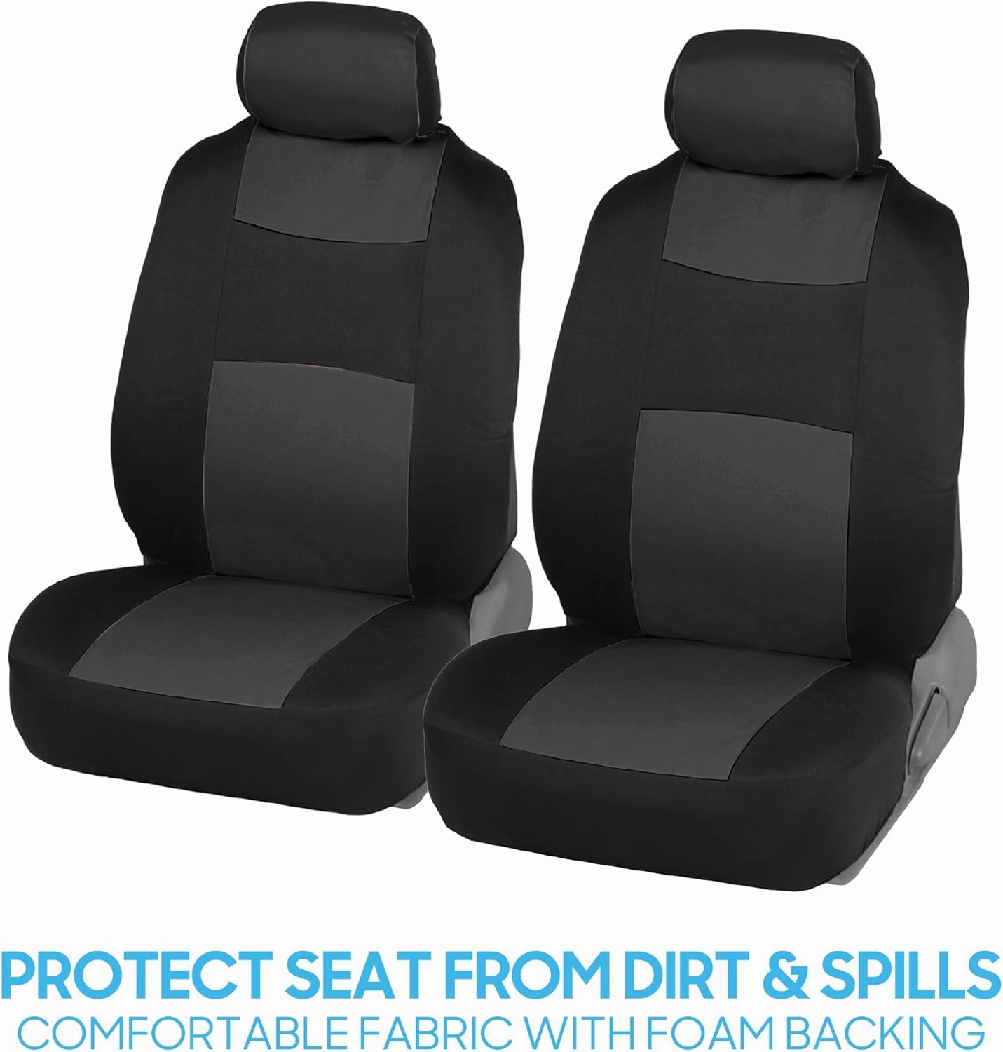 BDK PolyPro Car Seat Covers Full Set in Charcoal on Black – Front and Rear Split Bench for Cars, Easy to Install Cover Set, Accessories Auto Trucks Van SUV