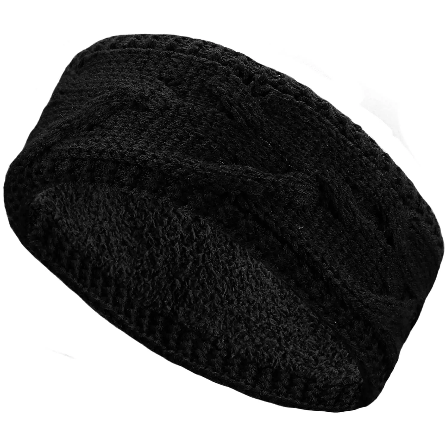 Be Your Own Style BYOS Women's Classic Cable Warm Fleece Lined Crochet Knit Headband Head Wrap Ear Warmer
