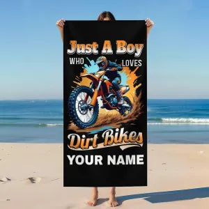 Beach Towels for Kids, Personalized Lightweight Quick Dry Dirt Bike Towels for Boys Car Lovers, 60x30 Inch Dirt Bike Beach Essentials Gifts for Holiday, Seaside, Pools, Swimming, Picnic