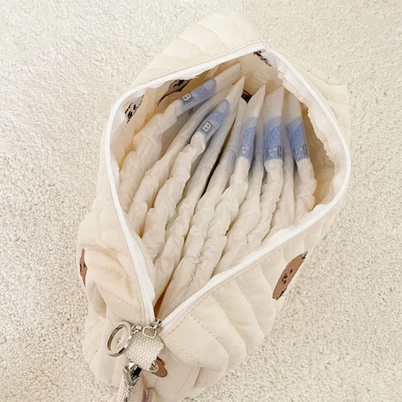 Bear Embroidered Stroller Organizer Diaper & Nursing Pouch