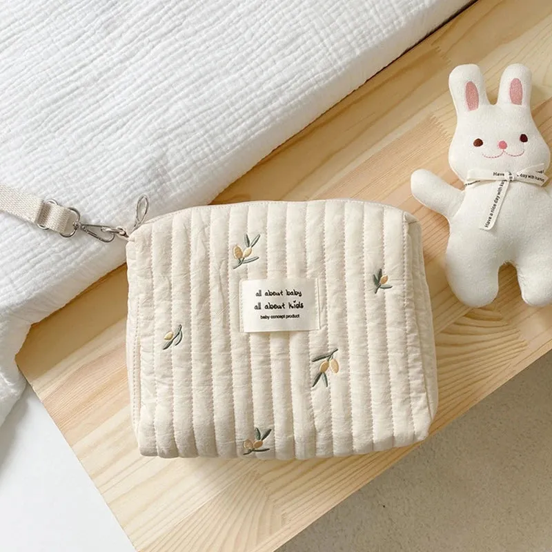 Bear Embroidered Stroller Organizer Diaper & Nursing Pouch
