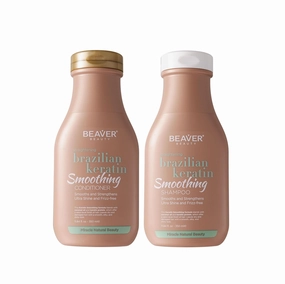 BEAVER Smoothing Shampoo and Conditioner Set, Keratin Formula with Coconut Oil, Sulfate-free Shampoo and Conditioner for Women and Men, Ultra Shine and Anti-frizz - 2 piece set, 11.84 fl oz Ea