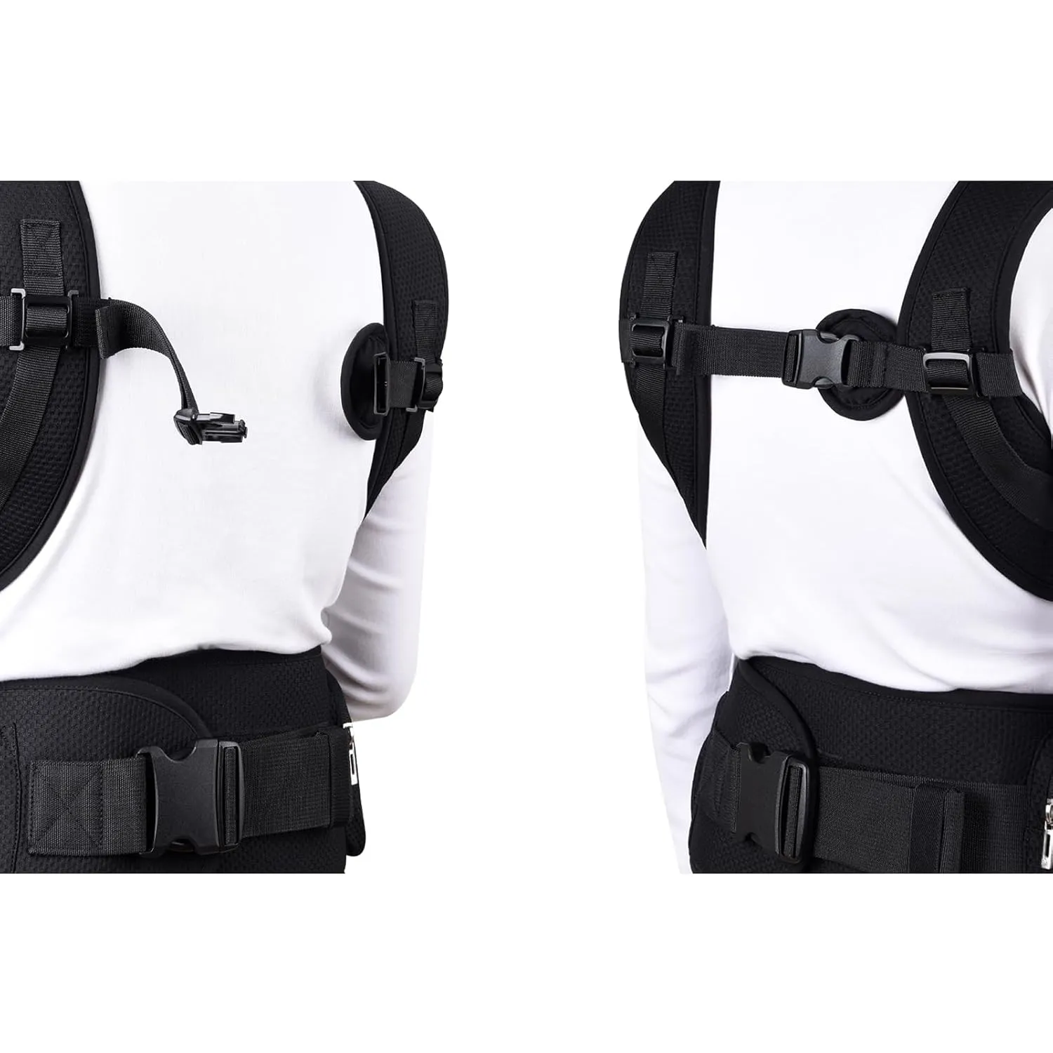 Bebamour Baby Carrier Newborn to Toddler-2 in 1 Hip Seat & Carrier Front and Back Carry with Head Hood & 3 Pieces Teething Pads& Waist Extenders & Storage Bag 0-36 Months (New Black)