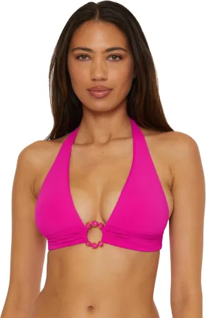 BECCA Women's Marble Canyon Halter Bikini Top, Adjustable, Tie Back, Swimwear Separates