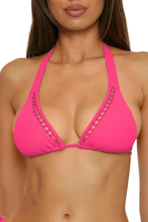 BECCA Women's Modern Edge Triangle Bikini Top, Adjustable, Tie Back, Swimwear Separates